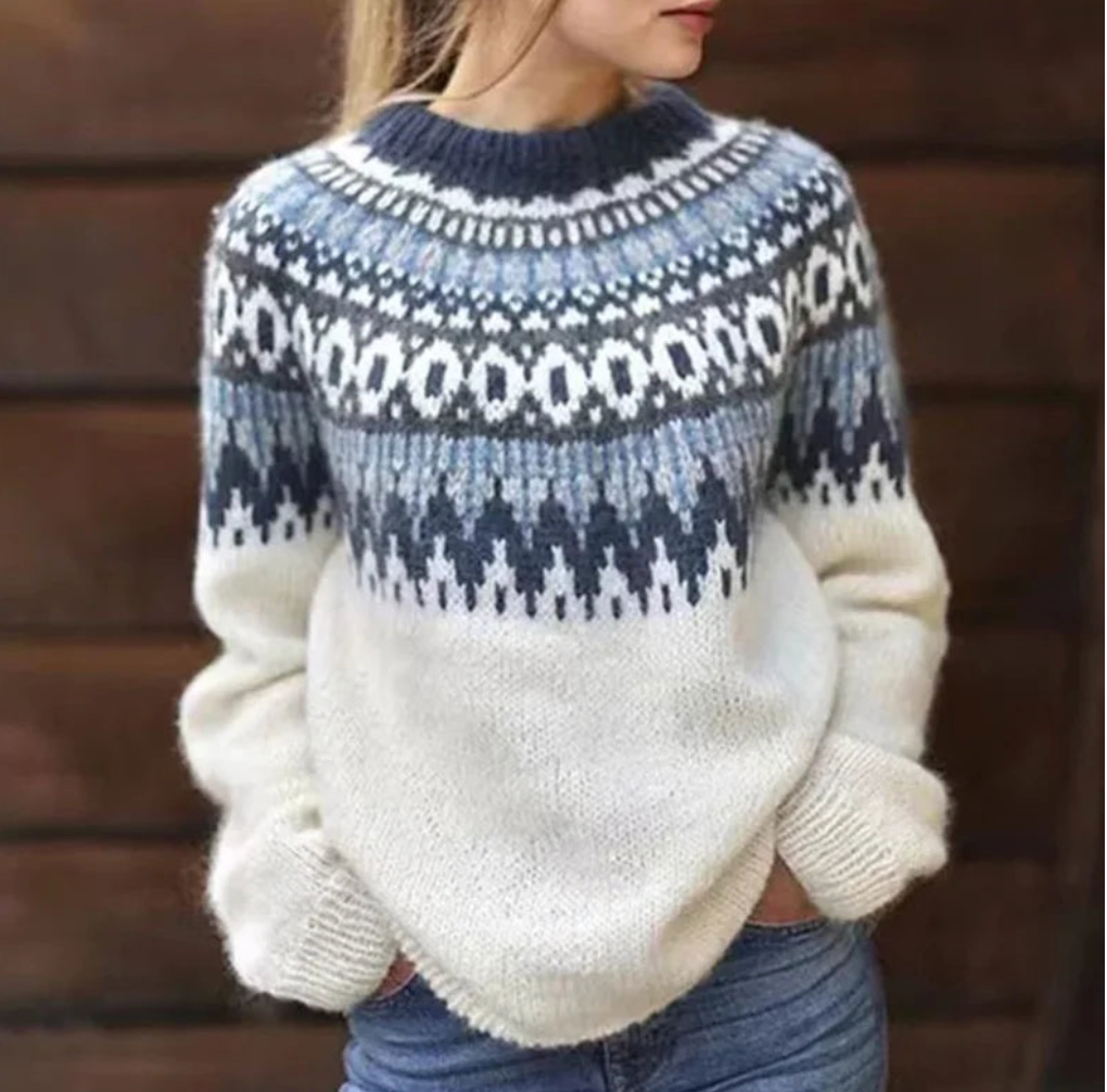 FrostVogue - Gemütlicher Strickpullover mit nordischem Muster