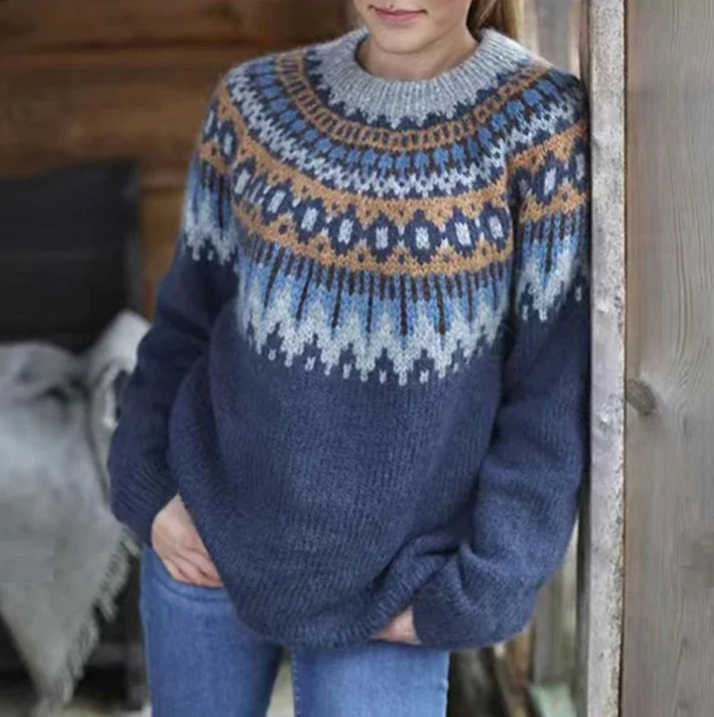 FrostVogue - Gemütlicher Strickpullover mit nordischem Muster